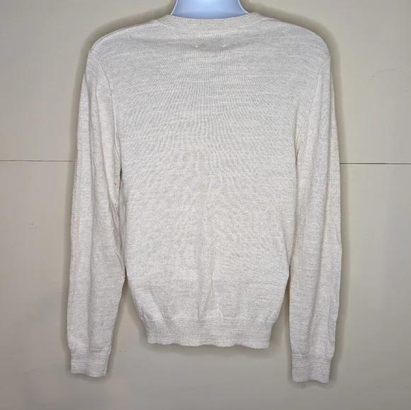Lucky Brand V Neck Sweater Cream Color Lightweight - Picture 3 of 6